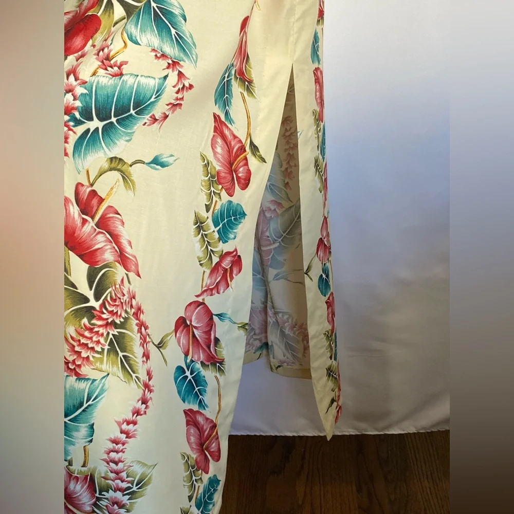 YOUNG HAWAII Sears Cream Tropical Maxi Dress with Red & Teal Floral Print - Picture 5 of 16